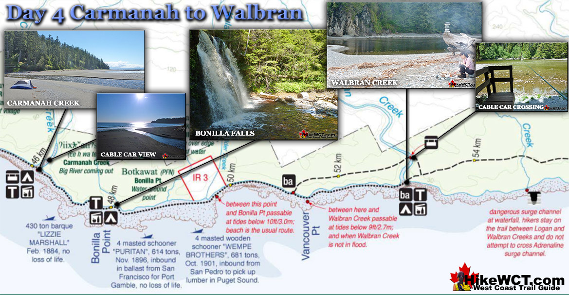 West Coast Trail Day 4 Map - Carmanah to Walbran West Coast Trail Day 4 Map - Carmanah to Walbran