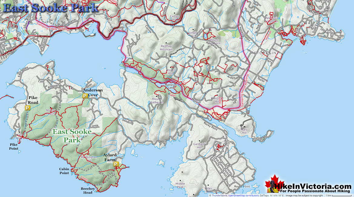 East Sooke Park Directions Map